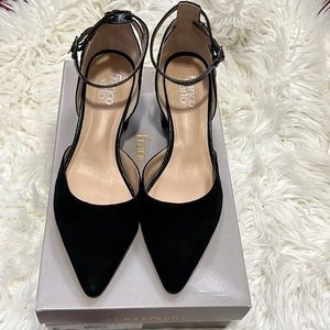 Franco Sarto Caleigth Black Ankle Strap heels Sz 10
